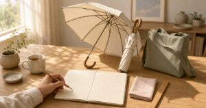 UVカット率と遮光率を比較する日傘とノート